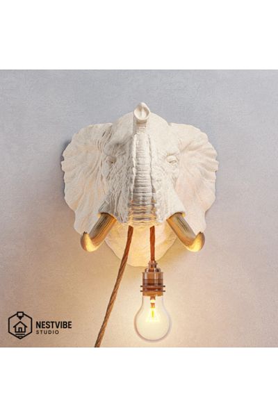 DREAM MODE Elephant Head Decorative Modern Wall Lamp Nestvi̇be Special Series (Rustic Bulb with Gift)