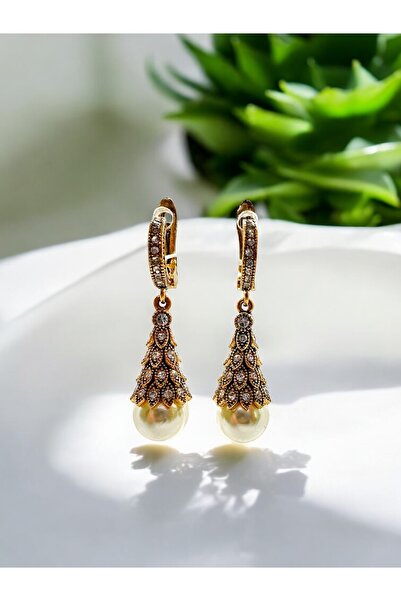 FUYA JEWELLERY Sıralı Taş Detaylı Küçük Boy İnci Küpe