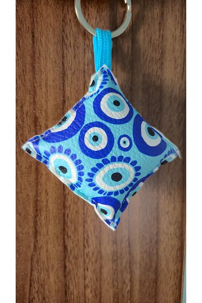 Land of Souvenir Evil Eye Bead Patterned Pillow Shaped Keychain