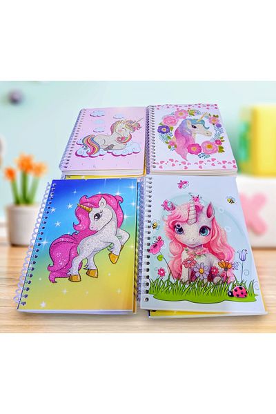 izmir yazici servis Unicorn 12 Li Homework Notebook Memo Pad Set A6 Size Silvery Spiral Ruled Card Gift Birthday