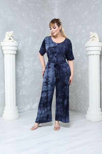 MJORA Large Size Comfortable Patterned Viscose Knitted Jumpsuit