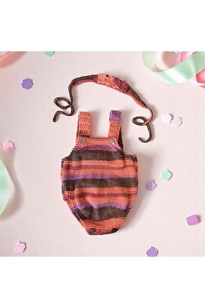 The Cloudish Shop Baby Hand Knitted Jumpsuit Floral Bandana Set 1 Year Old Orange Lilac Glitter Photo Shoot