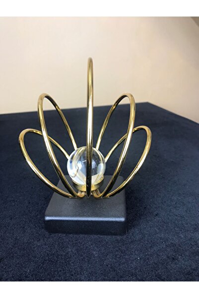 farklı evim Metal Halkalı Küreli Dekoratif Masa Üstü Obje Hediyelik Eşya