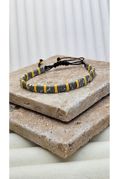 AURA Hematite Stone Men's Natural Stone Bracelet Gray