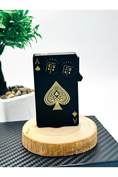 NikaŞ Kişiye Özel As Maça Temalı Pürmüz Alevli Siyah Renk Çakmak