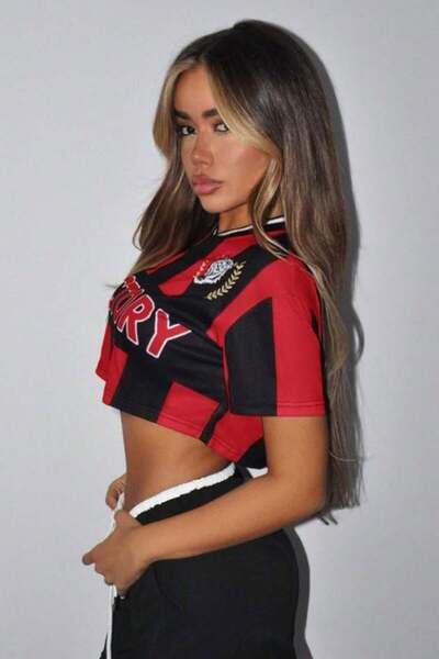 BALİNA Black Red Striped Victory Crop Jersey the Solo