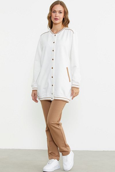 Sementa Color Combination Comfortable Fit Tunic Tracksuit - Camel