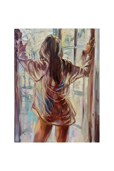 ve Tablou Canvas, La fereastra, 60 x 80 cm, Rama lemn, Multicolor