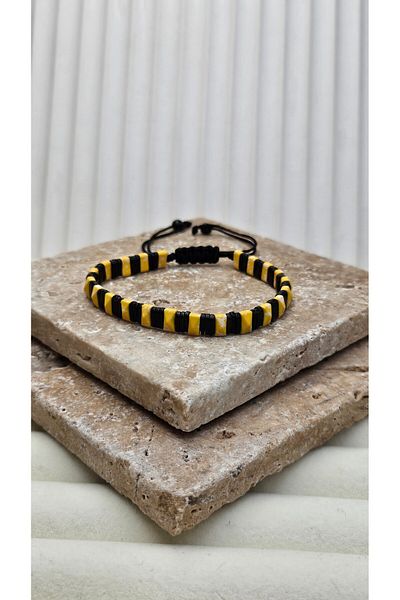 AURA Hematite Stone Natural Stone Men's Bracelet Yellow