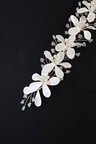 KEEBA Floral Mother of Pearl Bridal Crown. Bridal Hair Accessory. Engagement Hair Accessory. Promise Wedding Henna Hair Accessories