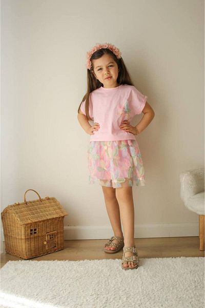 MİO Girl's Floral Skirt Blouse Set