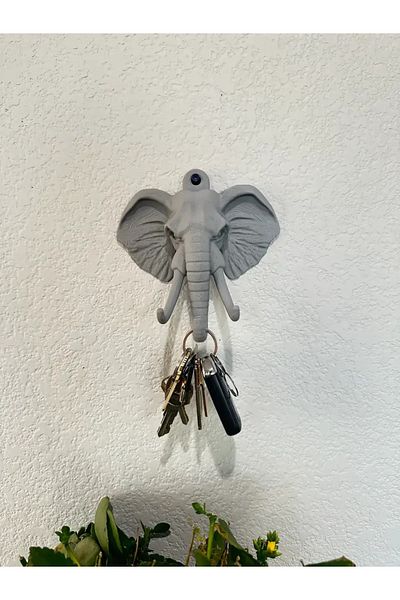 Plasfire Wall Type Keychain Hanger Gray Elephant