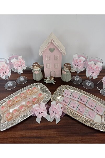 Helvacıoğlu Çikolata Lohusa ,Yeni doğan sunum ikram seti, Şerbet bardağı kade...