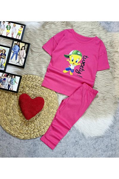 krm kerem bebe New Season Printed Combed Cotton Tights Girl's Suit