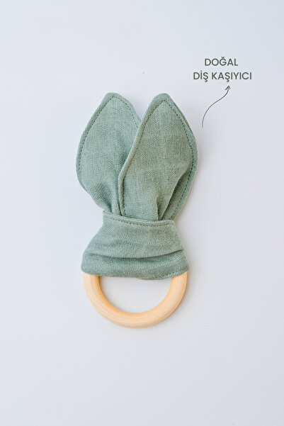 Nami Baby Organik Bebek Diş Kaşıyıcı %100 Doğal Ahşap Diş Kaşıyıcı Müslin Diş Kaşıyıcı