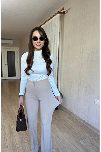 Butik Παντελόνι με στρίπες ελαστικό ύφασμα κρεπ - πλήρης ψηλή μέση