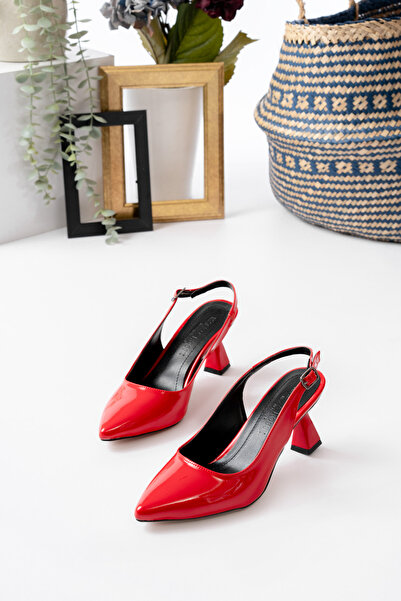 marinarosse Kadin Harmony Arkası Açık Kırmızı Rugan Topuklu Şampanya Ayakkabı