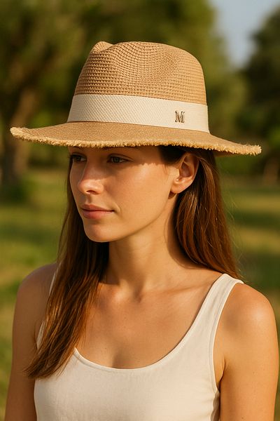 LAGRANZE Women's Straw Hat with Tassel Brim "M" Accessory Detail