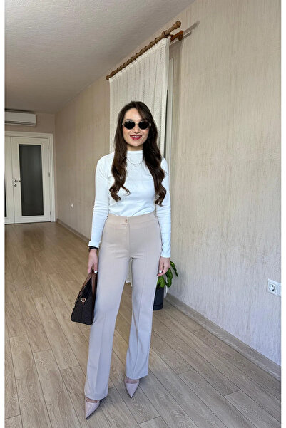 Butik Παντελόνι με στρίπες ελαστικό ύφασμα κρεπ - πλήρης ψηλή μέση