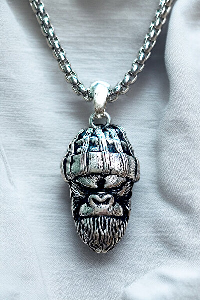 AK STORE SİLVER Gümüş Kaplama K-136 Paslanmaz Kromix Erkek Kolye Madalyon Ber...