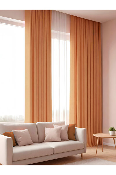 pardeh Parde İrem Serisi Kadife Dokulu Hardal Kanat Fon Perde