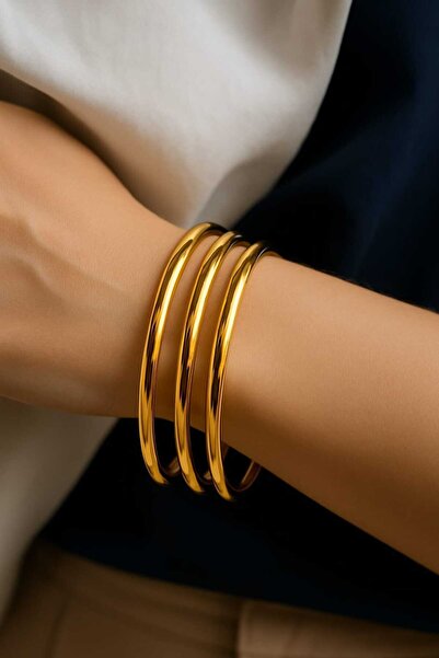 NİSA HOME Şık Çelik Ajda Bilezik ve Halka Küpe Takımı - Dayanıklı ve Modern T...