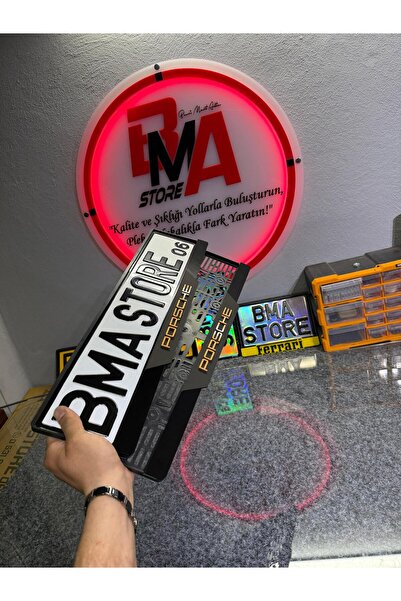 BMASTORE06 PORSCHE BRONZ LOGOLU MAT Pleksi Plakalık (1çift, 2 adet)