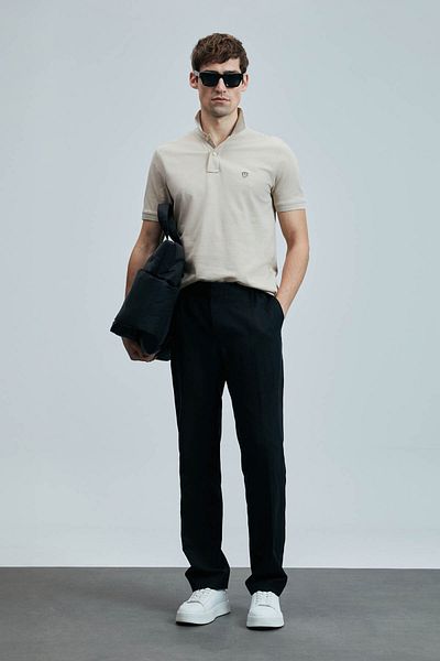 Lufian Ανδρικό μπλουζάκι πόλο Laon Smart Beige