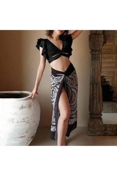 DESİGNEDBYD Yeni Kadın Mayo+pareo Etek Takım 2 Parça Up Set Bodysuit Plaj Moda Beachwear