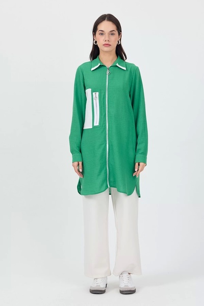 jenisse Wear-On Linen Hijab Tunic B. Green 2422104