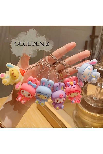 GECEDENİZ Keychain Kuromi and Friends Cartoon Character Sanrio No3