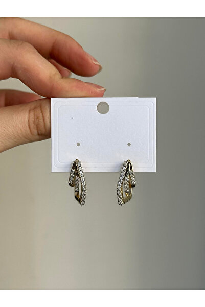 Serenity Atelier Yeni Sezon Gold Zirkon Taş Detaylı Ref Küçük Küpe