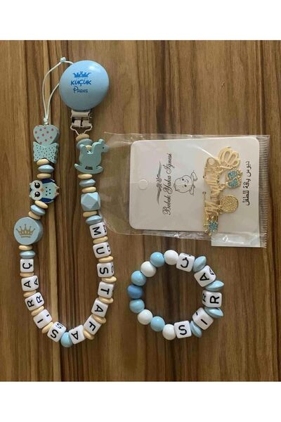 Serap Yılmaz Sahi Isimli Ahşap Boncuklu Bebek Emzik Zinciri ve Bebek Bileklik...
