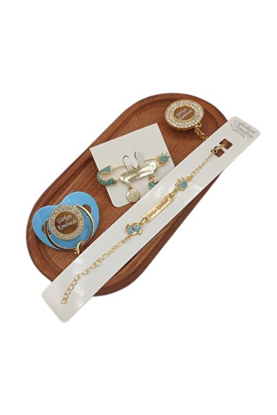 Serap Yılmaz Sahi Isimli Mavi Zirkon Taşlı Silikon Damaklı Bebek Emzik Zincir...