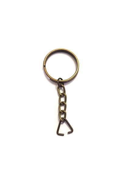 Belle Fusion Key Chain Ring, Ring + Chain + Triangle, 24mm, Antique, 1000 Pieces