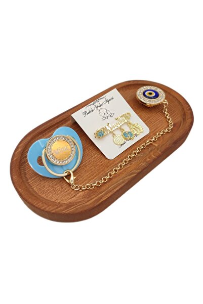 Serap Yılmaz Sahi Isimli Mavi Renkli Taşlı Silikon Damaklı Bebek Emzik Ve Naz...