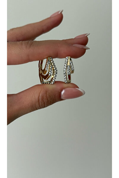 Serenity Atelier Yeni Sezon Gold Zirkon Taş Detaylı Ref Küçük Küpe