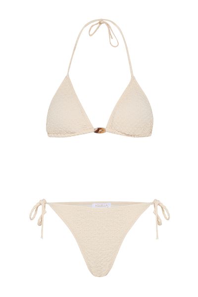 AQUELLA Crinkle Ecru Triangle Bikini Set