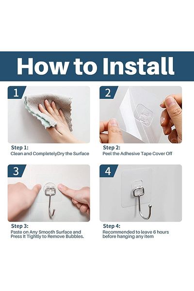 Generic 10-Pack All-Purpose Large Adhesive Hooks for Hanging, Heavy Duty Hold 37 lb(Max) Waterproof Stick
