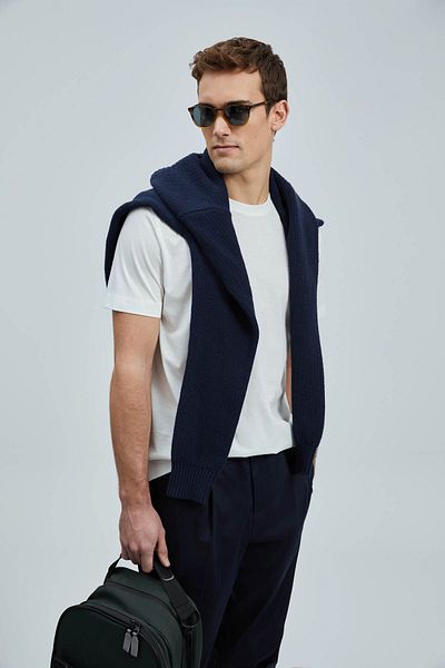 Lufian Ανδρικό μπλουζάκι Bran Off White 111020262
