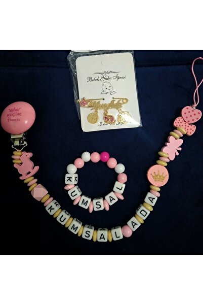 Serap Yılmaz Sahi Isimli Ahşap Boncuklu Bebek Emzik Zinciri ve Bebek Bileklik...