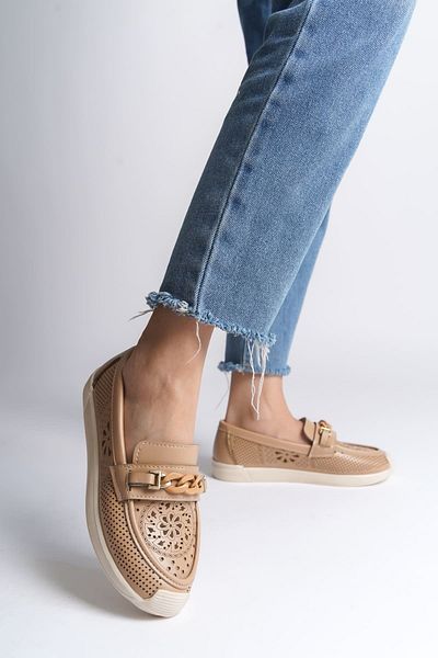 Joy Ayakkabı LIZY Pantofi de damă, ortopedici, confortabili, cu model de flori, fără șireturi KT - Ten