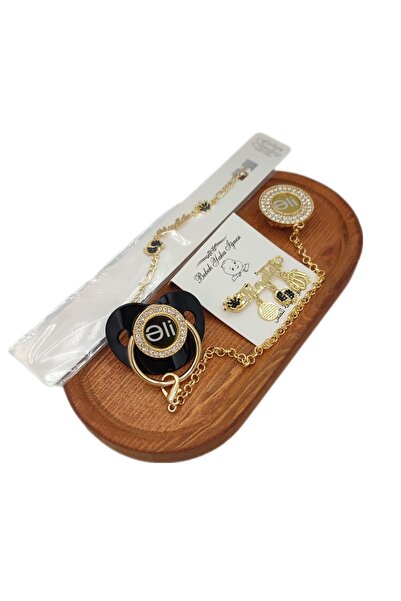 Serap Yılmaz Sahi Isimli Siyah Taşlı Silikon Damaklı Bebek Emzik Zinciri Ve K...