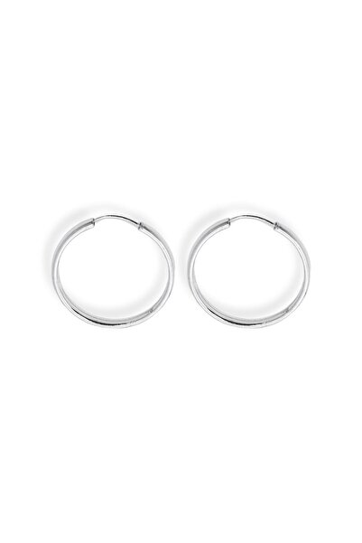 oya silver Oval Hatlı Yuvarlak Gümüş Halka Küpe – 2.5x2.5cm - 3mm Kalınlık 925 Ayar