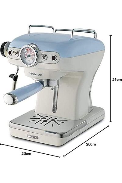 ARIETE 1389/15 Retro Style Espresso Machine, Barista Coffee Maker Blue