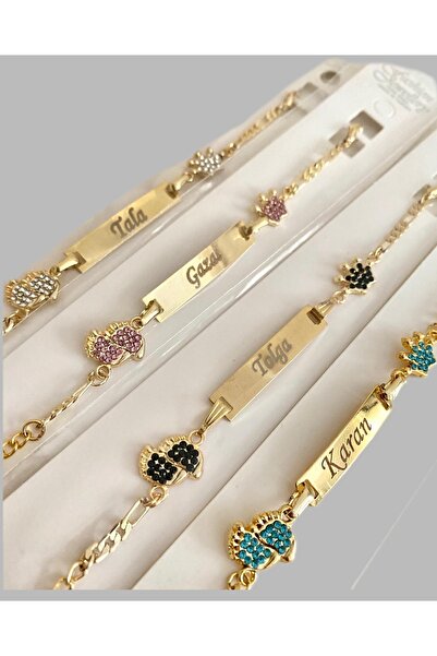 Serap Yılmaz Sahi Kaplama Kristal Taşlı Isimli Bebek Bileklik Künyesi - Tysysh0127