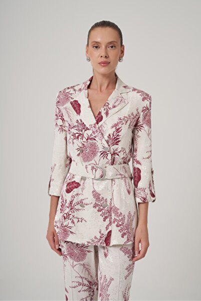 UTOPIAN Yırtmaç Detaylı Desenli Ceket