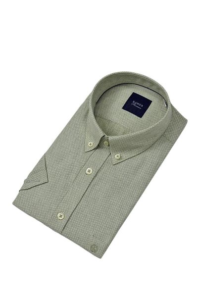 KAMER Men's Classic Dobby Short Sleeve Shirt 9362 Bgl-St04576