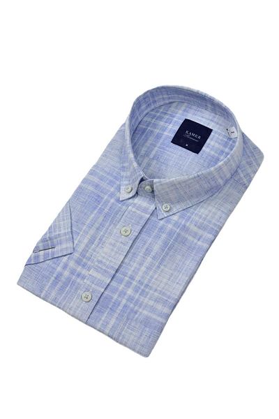 KAMER Men's Classic Plaid Short Sleeve Shirt 9345 Bgl-St04583