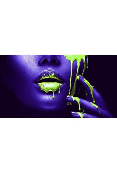 ve Tablou Canvas, Buze, Senzual, Violet, 90 x 50 cm, Multicolor